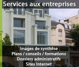 Services aux entreprises : images de synthèse, formations, plans, conseils, sites internet